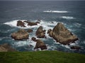 Panorama view of cape Punta de o Brual atlantic ocean cliff coast San Xiao Vilarrube Valdovino A Coruna Galicia Spain