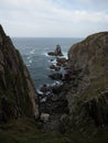 Panorama view of cape Punta de o Brual atlantic ocean cliff coast San Xiao Vilarrube Valdovino A Coruna Galicia Spain