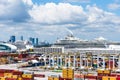 Panorama view on the cargo container terminal in Miami. Royalty Free Stock Photo
