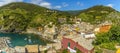 A panorama view from the castle over the picturesque village of Vernazza