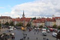 Panorama view of Cathedral Square (Domplatz) with Erfurt cityscape.