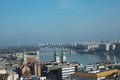 Panorama view from Cattle with Danube river in Budapest. Margaret Bridge view