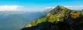 panorama: View of the Caucasus mountains at sunset Royalty Free Stock Photo