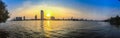 Panorama view of Chao Phraya river during sunset with high-rise Royalty Free Stock Photo
