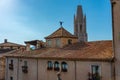 Panorama view of church of Sant Feliu in Spanish town Girona