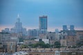 Panorama view of city on the blue sky with a light haze or smog. Moscow. Russia Royalty Free Stock Photo