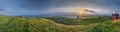 Panorama view of cliff coast Lummenfelsen and rock `Lange Anna` of Heligoland in summer, island Helgoland, Schleswig-Holstein, Ger Royalty Free Stock Photo