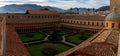 panorama view of the cloister and inner courtyard of the Monreale Cathedral in Sicily Royalty Free Stock Photo