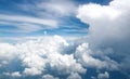 Panorama view of cloud with blue sky through airplane window view Royalty Free Stock Photo