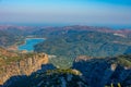 Panorama view of Cretan countryside with Aposelemis dam, Grecee Royalty Free Stock Photo