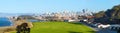 Panorama view Crissy Field and San Francisco the downtown skyline in the background, California, USA