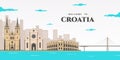 Panorama view of Croatia city landscape. Great view at famous european travel destination city of Dubrovnik. Summer vacation
