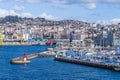 A panorama view from the cruise terminal over the marina in Vigo, Spain Royalty Free Stock Photo