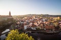 Panorama view of Czech historical town Cesky Krumlov on UNESCO list