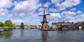 Panorama view of the Dee Adrian Windmill and Binnen Spaarne River in Haarlem