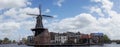 Panorama view of the Dee Adrian Windmill and Binnen Spaarne River in Haarlem