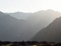 Panorama of dog at Marcahuasi andes plateau rock formations mountains valley nature landscape Lima Peru South America