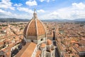 Panorama view on the dome of Santa Maria del Fiore church and old town in Florence, Italy Royalty Free Stock Photo