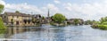 A panorama view down the River Great Ouse approaching St Ives, Cambridgeshire