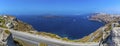 A panorama view down to the harbour at Athinios Port Santorini Royalty Free Stock Photo