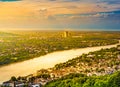 Panorama view from the Drachenburg, river Rhine and the Rhineland, Bonn, Germany, Europe Royalty Free Stock Photo