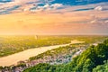 Panorama view from the Drachenburg, river Rhine and the Rhineland, Bonn, Germany, Europe Royalty Free Stock Photo