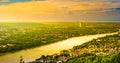 Panorama view from the Drachenburg, river Rhine and the Rhineland, Bonn, Germany, Europe Royalty Free Stock Photo