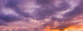 Panorama view of dramatic beautiful nature sunset sky and clouds Royalty Free Stock Photo