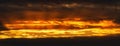 Panorama view of dramatic clouds rising of sun floating in sky to change weather. Soft focus, blurred motion. Natural Royalty Free Stock Photo