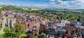 A panorama view east over the High Street from the ramparts of the castle keep in Lewes, Sussex, UK