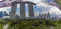A panorama view from the walkway in the super tree grove in the Gardens by the Bay in Singapore