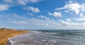 Panorama view of empty golden beaches in the Calblanque Regional Park in southern Murcia Royalty Free Stock Photo