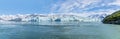 A panorama view of the end of the Hubbard Glacier in  Disenchartment Bay, Alaska Royalty Free Stock Photo