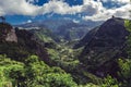 Panorama view on epic Madeira island rainforest