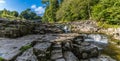A panorama view of the falls at Stainforth Force, Yorkshire Royalty Free Stock Photo