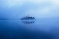 Panorama view of the famous island with old church in the city of Bled