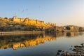 Panorama view of famous Rajasthan indian landmark - Amer Amber fort, Jaipur, India