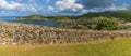 A panorama view from Fort Louis northward from the settlement of Marigot in St Martin Royalty Free Stock Photo