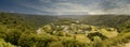 Panorama view on Frahan and Semois river from viewpoint Rochehaut, Bouillon, Wallonia, Belgium. Horseshoe bend. Province of Royalty Free Stock Photo