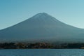 Panorama view of Fuji mountain isolated on the blue sky with lake in foreground Royalty Free Stock Photo