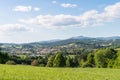 Panorama view of Grafenau in the bavarian forest with mountains small and big Rachel and mountain Lusen