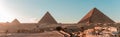 Panorama View of The Great Pyramids of Giza at Midday Royalty Free Stock Photo