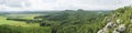 Panorama view of green rocky scenery in europe.