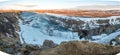 Panorama view of Gullfoss waterfall in Iceland Royalty Free Stock Photo