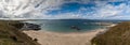 Panorama view of Gwithian Beach and St. Ives Bay in northern Cornwall Royalty Free Stock Photo