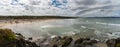 Panorama view of Gwithian Beach and St. Ives Bay in northern Cornwall Royalty Free Stock Photo