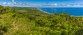 A panorama view from Hackleton Cliffs along the Atlantic coast in Barbados Royalty Free Stock Photo