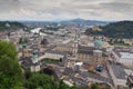 Panorama view of the historic centre of the city of Salzburg from Hohensalzburg Fortress, Austria Royalty Free Stock Photo