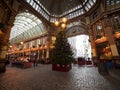 Panorama view of historic Leadenhall indoor interior covered market street square London England Great Britain UK Royalty Free Stock Photo