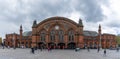 Panorama view of the historic main train station building and square in downtown Bremen